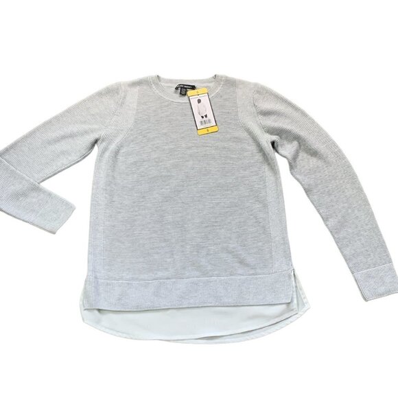 NWT Hilary Radley Ribbed Mock-Layer Crew Neck Tunic Knit Top S Heather Grey 70B - Picture 2 of 9